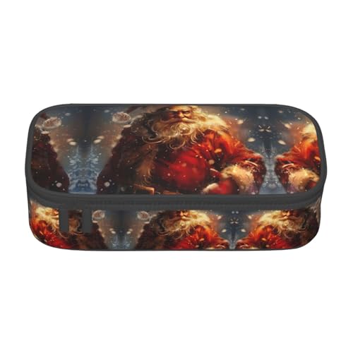 GFXEDSAH Federmäppchen mit Weihnachtsmann-Aufdruck, Federmäppchen, Organizer, Oxford-Stoff, Mehrzweck-Federmäppchen, Schwarz , Einheitsgröße, Schlüsseletui von GFXEDSAH