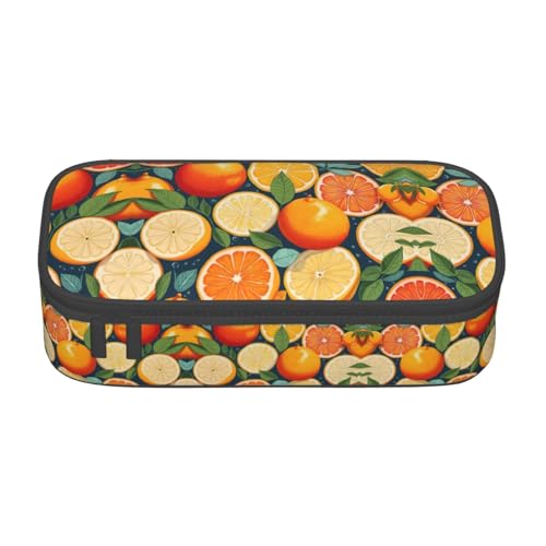 GFXEDSAH Federmäppchen mit Zitrusfrucht-Muster, Federmäppchen, Organizer, Oxford-Stoff, Mehrzweck-Federmäppchen, Schwarz , Einheitsgröße, Schlüsseletui von GFXEDSAH