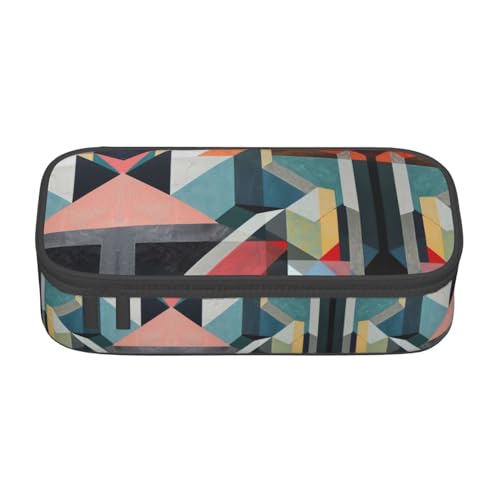 GFXEDSAH Federmäppchen mit abstraktem geometrischem Druck, Federmäppchen, Organizer, Oxford-Stoff, Mehrzweck-Federmäppchen, Schwarz , Einheitsgröße, Schlüsseletui von GFXEDSAH