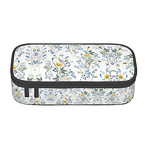 GFXEDSAH Federmäppchen mit blauem Blumenmuster, Rosenmuster, Federmäppchen, Organizer, Oxford-Stoff, Mehrzweck-Federmäppchen, Schwarz , Einheitsgröße, Schlüsseletui von GFXEDSAH