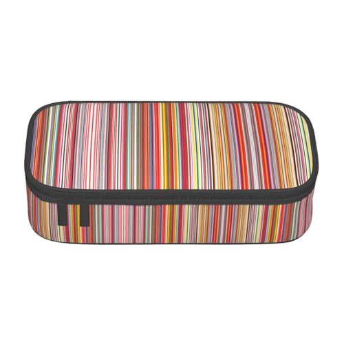 GFXEDSAH Federmäppchen mit bunten Streifen. Federmäppchen, Organizer, Oxford-Stoff, Mehrzweck-Federmäppchen, Schwarz , Einheitsgröße, Schlüsseletui von GFXEDSAH