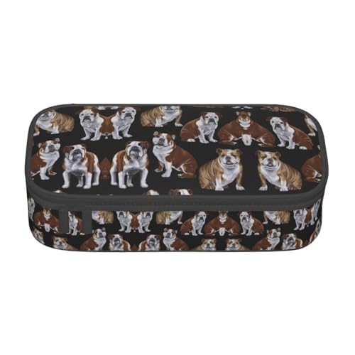 GFXEDSAH Federmäppchen mit englischer Bulldogge, Federmäppchen, Organizer, Oxford-Stoff, Mehrzweck-Federmäppchen, Schwarz , Einheitsgröße, Schlüsseletui von GFXEDSAH