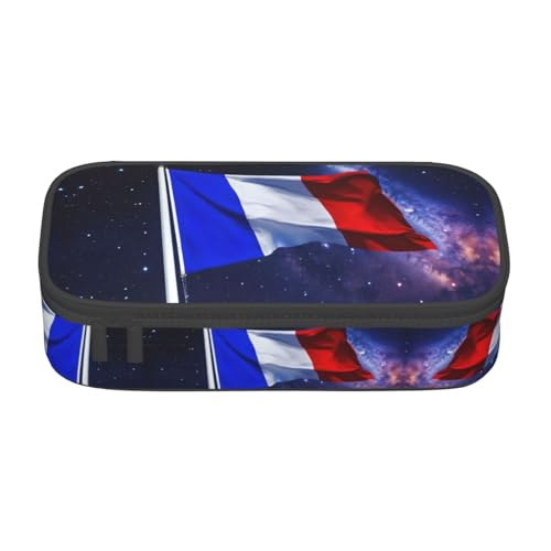 GFXEDSAH Federmäppchen mit französischer Flagge, Federmäppchen, Organizer, Oxford-Stoff, Mehrzweck-Federmäppchen, Schwarz , Einheitsgröße, Schlüsseletui von GFXEDSAH