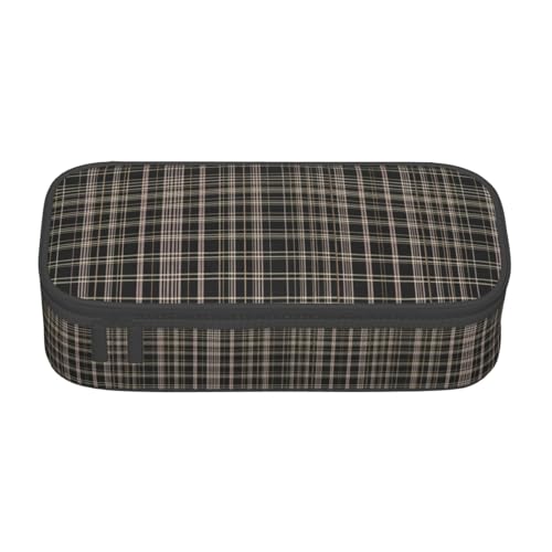 GFXEDSAH Federmäppchen mit gestreiftem Karomuster, Federmäppchen, Organizer, Oxford-Stoff, Mehrzweck-Federmäppchen, Schwarz , Einheitsgröße, Schlüsseletui von GFXEDSAH