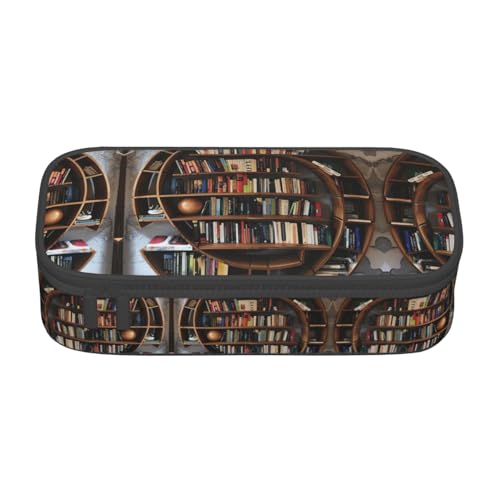 GFXEDSAH Federmäppchen mit lustigem Bücherregal-Kollektions- und Leiteraufdruck, Federmäppchen, Organizer, Oxford-Stoff, Mehrzweck-Federmäppchen, Schwarz , Einheitsgröße, Schlüsseletui von GFXEDSAH