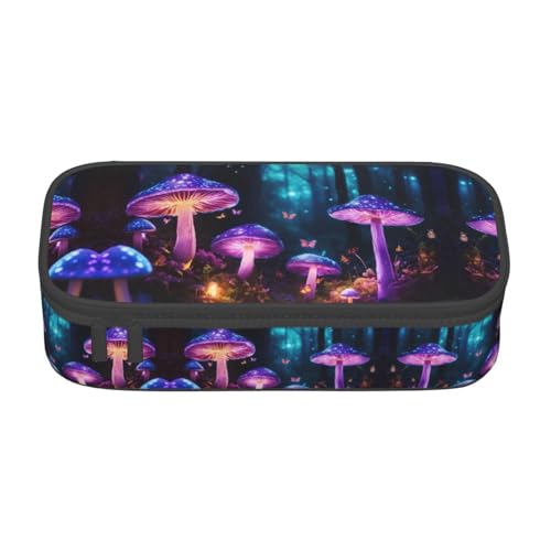 GFXEDSAH Federmäppchen mit magischem Pilzdruck, Federmäppchen, Organizer, Oxford-Stoff, Mehrzweck-Federmäppchen, Schwarz , Einheitsgröße, Schlüsseletui von GFXEDSAH