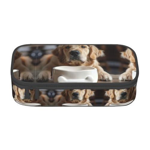 GFXEDSAH Federmäppchen mit niedlichem Hundeknochen-Motiv, Motiv: Pfotenabdruck, Federmäppchen, Organizer, Oxford-Stoff, Mehrzweck-Federmäppchen, Schwarz , Einheitsgröße, Schlüsseletui von GFXEDSAH