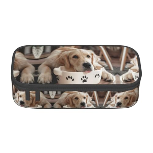 GFXEDSAH Federmäppchen mit niedlichem Hundeknochen-Motiv, Motiv: Pfotenabdruck, Federmäppchen, Organizer, Oxford-Stoff, Mehrzweck-Federmäppchen, Schwarz , Einheitsgröße, Schlüsseletui von GFXEDSAH