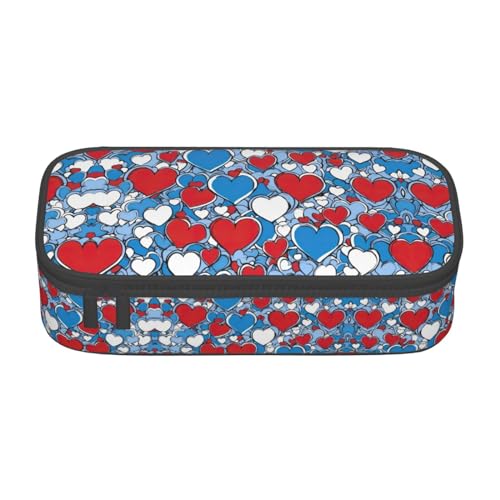 GFXEDSAH Federmäppchen mit romantischem Herz-Aufdruck, Oxford-Stoff, Mehrzweck-Federmäppchen, Schwarz , Einheitsgröße, Schlüsseletui von GFXEDSAH