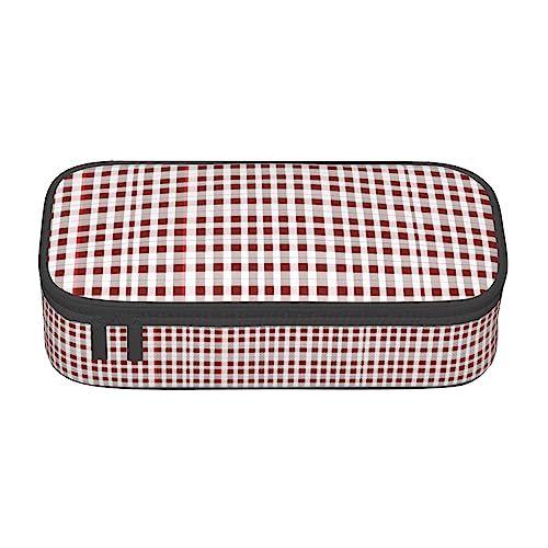 GFXEDSAH Federmäppchen mit rot-weißem Karomuster, Federmäppchen, Organizer, Oxford-Stoff, Mehrzweck-Federmäppchen, Schwarz , Einheitsgröße, Schlüsseletui von GFXEDSAH