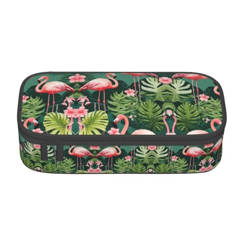 GFXEDSAH Federmäppchen mit rotem Flamingo-Druck, Federmäppchen, Organizer, Oxford-Stoff, Mehrzweck-Federmäppchen, Schwarz , Einheitsgröße, Schlüsseletui von GFXEDSAH