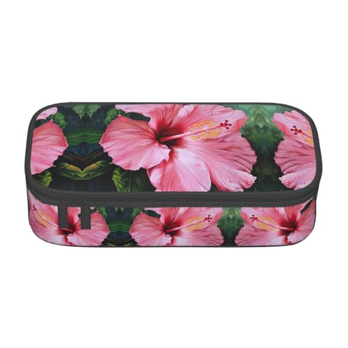 GFXEDSAH Federmäppchen mit rotem Hawaii-Blumendruck, Federmäppchen, Organizer, Oxford-Stoff, Mehrzweck-Federmäppchen, Schwarz , Einheitsgröße, Schlüsseletui von GFXEDSAH