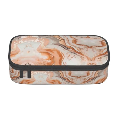GFXEDSAH Federmäppchen mit rotgoldenem Marmor-Druck, Federmäppchen, Organizer, Oxford-Stoff, Mehrzweck-Federmäppchen, Schwarz , Einheitsgröße, Schlüsseletui von GFXEDSAH