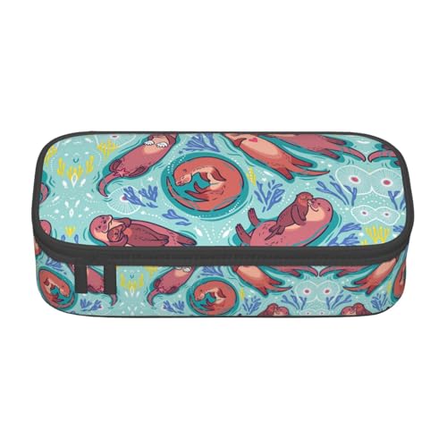 GFXEDSAH Federmäppchen mit süßem braunem Otter-Druck, Federmäppchen, Organizer, Oxford-Stoff, Mehrzweck-Federmäppchen, Schwarz , Einheitsgröße, Schlüsseletui von GFXEDSAH