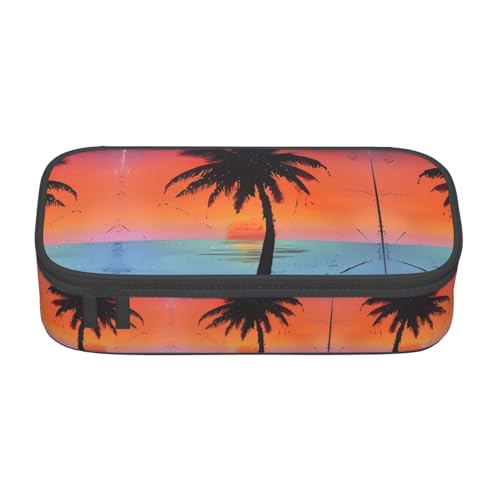 GFXEDSAH Federmäppchen mit tropischem Sonnenuntergang bedruckt, Federmäppchen, Organizer, Oxford-Stoff, Mehrzweck-Federmäppchen, Schwarz , Einheitsgröße, Schlüsseletui von GFXEDSAH