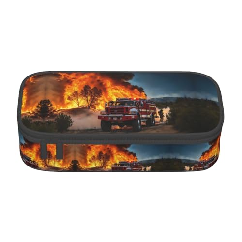 GFXEDSAH Feuerwehrmann Feuerwehrmann Flammendruck Federmäppchen Federmäppchen Organizer Oxford Stoff Stifteetui Mehrzweck-Federmäppchen, Schwarz , Einheitsgröße, Schlüsseletui von GFXEDSAH