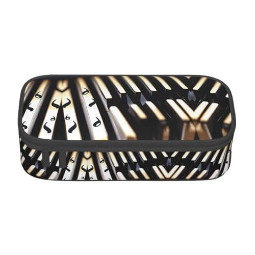 GFXEDSAH Klavier mit Musiknoten: Stilvolle und funktionale Federmäppchen, klein, aber geräumig, ideal für Reisen oder den täglichen Gebrauch, Schwarz , Einheitsgröße, Kosmetiktasche von GFXEDSAH