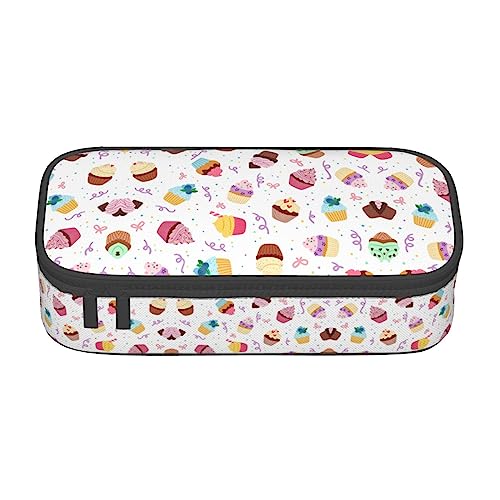 GFXEDSAH Köstliches Federmäppchen mit Cupcake-Aufdruck, Federmäppchen, Organizer, Oxford-Stoff, Mehrzweck-Federmäppchen, Schwarz , Einheitsgröße, Schlüsseletui von GFXEDSAH