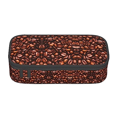 GFXEDSAH Lustiges Federmäppchen mit geröstetem Kaffeebohnen-Druck, Federmäppchen, Organizer, Oxford-Stoff, Mehrzweck-Federmäppchen, Schwarz , Einheitsgröße, Schlüsseletui von GFXEDSAH