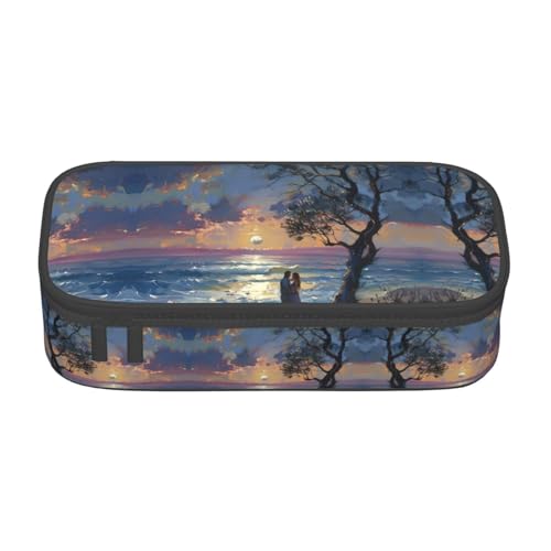 GFXEDSAH Romantischer Stranddruck, stilvolle und funktionale Federmäppchen, klein, aber geräumig, ideal für Reisen oder den täglichen Gebrauch, Schwarz , Einheitsgröße, Kosmetiktasche von GFXEDSAH