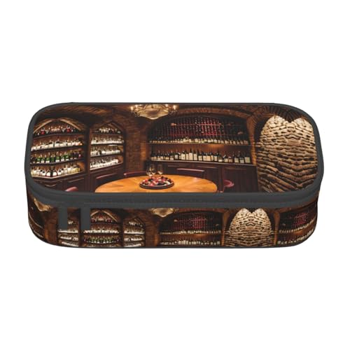 GFXEDSAH Rotweinkeller-Bilderdruck, stilvolle und funktionale Federmäppchen, klein, aber geräumig, ideal für Reisen oder den täglichen Gebrauch, Schwarz , Einheitsgröße, Kosmetiktasche von GFXEDSAH