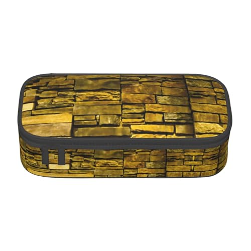 GFXEDSAH Rustikales Federmäppchen mit Ziegelstein-Motiv, Federmäppchen, Organizer, Oxford-Stoff, Mehrzweck-Federmäppchen, Schwarz , Einheitsgröße, Schlüsseletui von GFXEDSAH