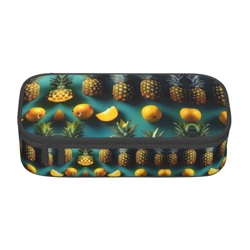 GFXEDSAH Stilvoll und funktional mit tropischen Früchten und Ananas, klein, aber geräumig, ideal für Reisen oder den täglichen Gebrauch, Schwarz , Einheitsgröße, Kosmetiktasche von GFXEDSAH