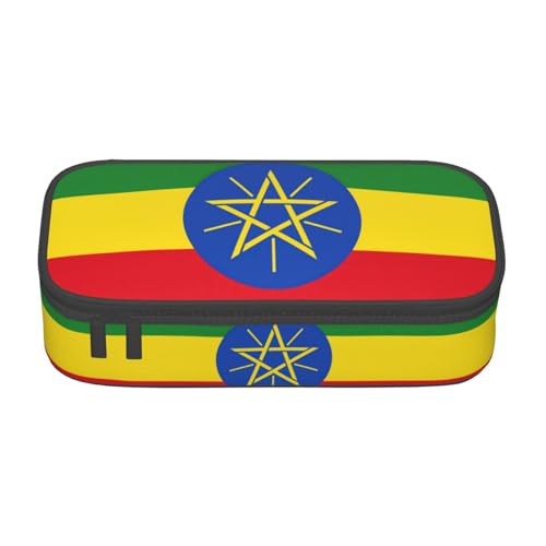 GFXEDSAH Stilvolle und funktionale Bleistifttasche mit Äthiopien-Motiv, klein, aber geräumig, ideal für Reisen oder den täglichen Gebrauch, Schwarz , Einheitsgröße, Kosmetiktasche von GFXEDSAH