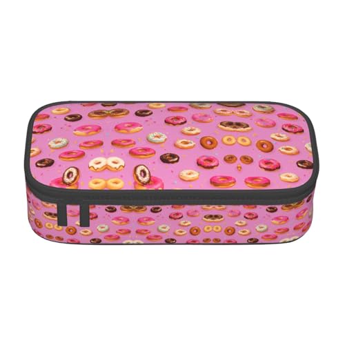 GFXEDSAH Stilvolle und funktionale Bleistifttasche mit Donut-Druck, klein, aber geräumig, ideal für Reisen oder den täglichen Gebrauch, Schwarz , Einheitsgröße, Kosmetiktasche von GFXEDSAH