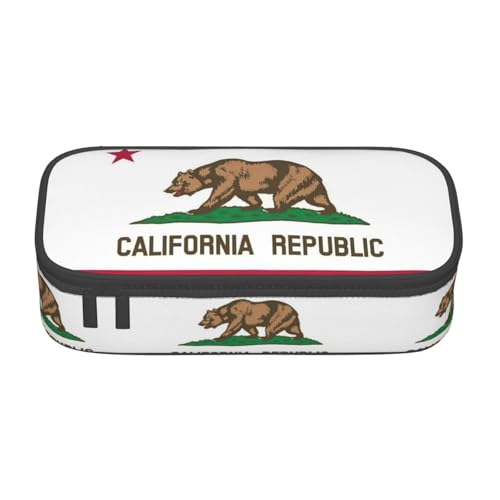 GFXEDSAH Stilvolle und funktionale Bleistifttasche mit Kalifornien-Flagge, klein, aber geräumig, ideal für Reisen oder den täglichen Gebrauch, Schwarz , Einheitsgröße, Kosmetiktasche von GFXEDSAH