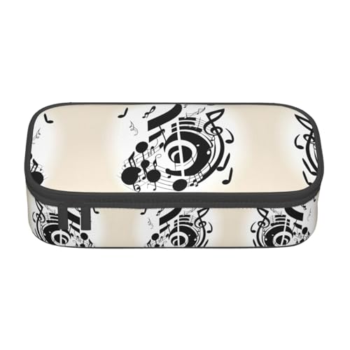 GFXEDSAH Stilvolle und funktionale Bleistifttasche mit Musiknoten-Druck, klein, aber geräumig, ideal für Reisen oder den täglichen Gebrauch, Schwarz , Einheitsgröße, Kosmetiktasche von GFXEDSAH