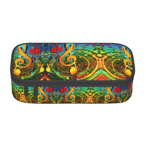 GFXEDSAH Stilvolle und funktionale Bleistifttasche mit Musiknoten-Druck, klein, aber geräumig, ideal für Reisen oder den täglichen Gebrauch, Schwarz , Einheitsgröße, Kosmetiktasche von GFXEDSAH