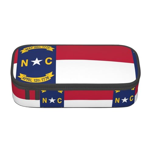 GFXEDSAH Stilvolle und funktionale Bleistifttasche mit Nord-Carolina-Flagge, klein, aber geräumig, ideal für Reisen oder den täglichen Gebrauch, Schwarz , Einheitsgröße, Kosmetiktasche von GFXEDSAH