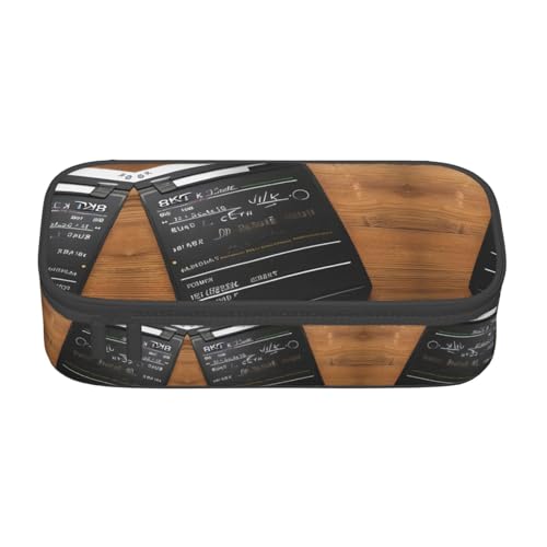 GFXEDSAH Stilvolle und funktionale Federmäppchen mit Filmklapperboard-Muster, klein, aber geräumig, ideal für Reisen oder den täglichen Gebrauch, Schwarz , Einheitsgröße, Kosmetiktasche von GFXEDSAH