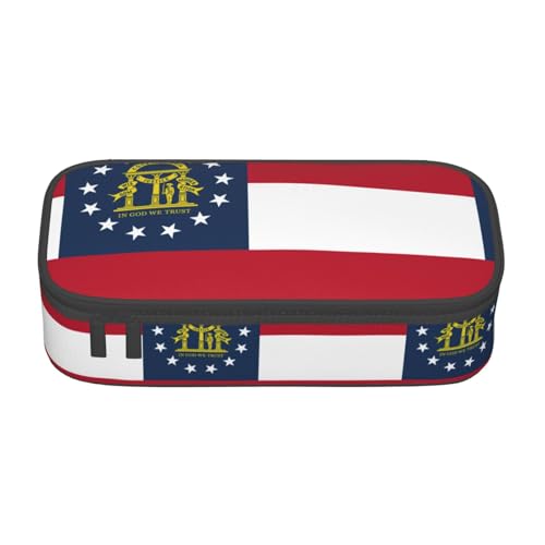 GFXEDSAH Stilvolle und funktionale Federmäppchen mit Georgia-Flagge, klein, aber geräumig, ideal für Reisen oder den täglichen Gebrauch, Schwarz , Einheitsgröße, Kosmetiktasche von GFXEDSAH