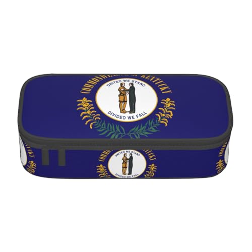 GFXEDSAH Stilvolle und funktionale Federmäppchen mit Kentucky-Flagge, klein, aber geräumig, ideal für Reisen oder den täglichen Gebrauch, Schwarz , Einheitsgröße, Kosmetiktasche von GFXEDSAH