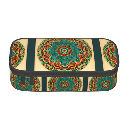 GFXEDSAH Stilvolle und funktionale Federmäppchen mit Mandala-Druck, klein, aber geräumig, ideal für Reisen oder den täglichen Gebrauch, Schwarz , Einheitsgröße, Kosmetiktasche von GFXEDSAH