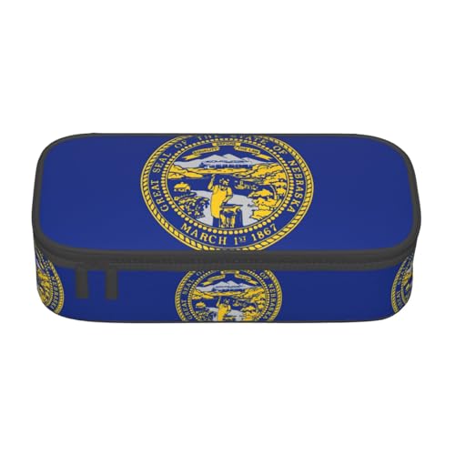 GFXEDSAH Stilvolle und funktionale Federmäppchen mit Nebraska-Flagge, klein, aber geräumig, ideal für Reisen oder den täglichen Gebrauch, Schwarz , Einheitsgröße, Kosmetiktasche von GFXEDSAH