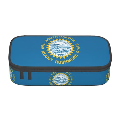 GFXEDSAH Stilvolle und funktionale Federmäppchen mit Süddakota-Flagge, klein, aber geräumig, ideal für Reisen oder den täglichen Gebrauch, Schwarz , Einheitsgröße, Kosmetiktasche von GFXEDSAH