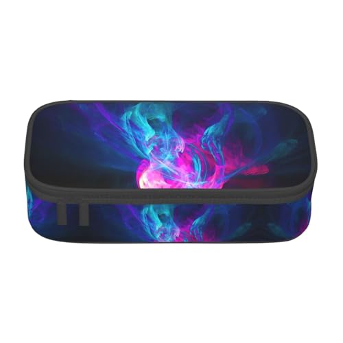 GFXEDSAH Stilvolle und funktionale Federmäppchen mit blauem und rotem Feuerdruck, klein, aber geräumig, ideal für Reisen oder den täglichen Gebrauch, Schwarz , Einheitsgröße, Kosmetiktasche von GFXEDSAH