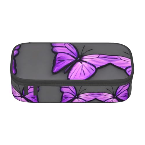 GFXEDSAH Stilvolle und funktionale Federmäppchen mit violettem Schmetterlings-Aufdruck, klein, aber geräumig, ideal für Reisen oder den täglichen Gebrauch, Schwarz , Einheitsgröße, Kosmetiktasche von GFXEDSAH