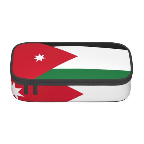 GFXEDSAH Stilvolle und funktionale Federtasche mit jordanischer Flagge, klein, aber geräumig, ideal für Reisen oder den täglichen Gebrauch, Schwarz , Einheitsgröße, Kosmetiktasche von GFXEDSAH