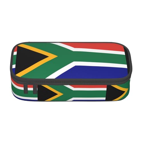 GFXEDSAH Stilvolle und funktionale Federtasche mit südafrikanischer Flagge, klein, aber geräumig, ideal für Reisen oder den täglichen Gebrauch, Schwarz , Einheitsgröße, Kosmetiktasche von GFXEDSAH