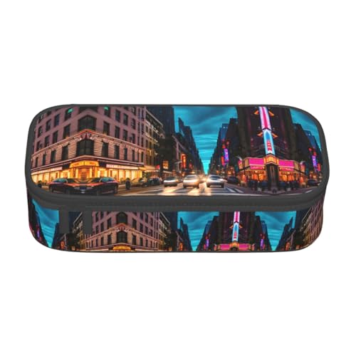 GFXEDSAH Streets-of-New York City Druck-Federmäppchen, stilvoll und funktional, klein, aber geräumig, ideal für Reisen oder den täglichen Gebrauch, Schwarz , Einheitsgröße, Kosmetiktasche von GFXEDSAH