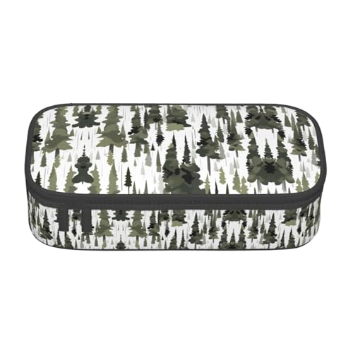 GFXEDSAH Weiße Bäume mit Camouflage-Muster, stilvolle und funktionale Federmäppchen, klein, aber geräumig, ideal für Reisen oder den täglichen Gebrauch, Schwarz , Einheitsgröße, Kosmetiktasche von GFXEDSAH