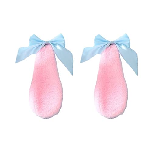Haarklammer Kawaii Frauen Mädchen Haarspange Niedlichen Kaninchen Bunny Plüsch Lop Ohren Haarnadel Candy Farbe Ribbon Bowknot Lolita Cosplay Haarschmuck Haarklammer Groß(12) von GFYHTN