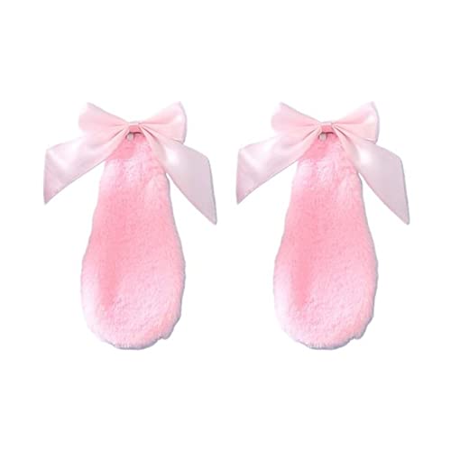 Haarklammer Kawaii Frauen Mädchen Haarspange Niedlichen Kaninchen Bunny Plüsch Lop Ohren Haarnadel Candy Farbe Ribbon Bowknot Lolita Cosplay Haarschmuck Haarklammer Groß(8) von GFYHTN