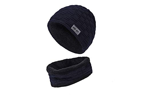 GG ST Kinder Wintermütze Beanie Hut mit Schal Set Strickmütze Slouchy Warme Knit Skull Cap von GG ST