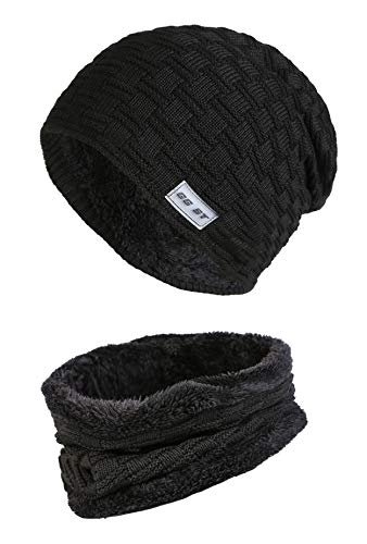 GG ST Kinder Wintermütze Beanie Hut mit Schal Set Strickmütze Slouchy Warme Knit Skull Cap von GG ST