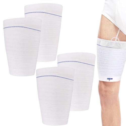 GGAUBAIFI 4 Stück Katheter-Beinbeutelhalter Stoff Urin-Beinbeutel-Ärmel Abdeckungen Kondomkatheter für Männer oder Frauen Harndrainage Inkontinenzzubehör Rollstühle, M von GGAUBAIFI